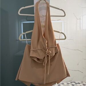 Lovers + Friends Beige Halter Top and Skirt Set